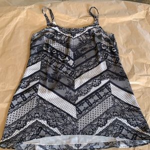 CAbi “lace” top, hip length, great under jackets.